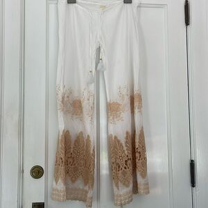 Pair of White and Beige Lace Cotton PILYQ BARCELONA Pants Size XS/S